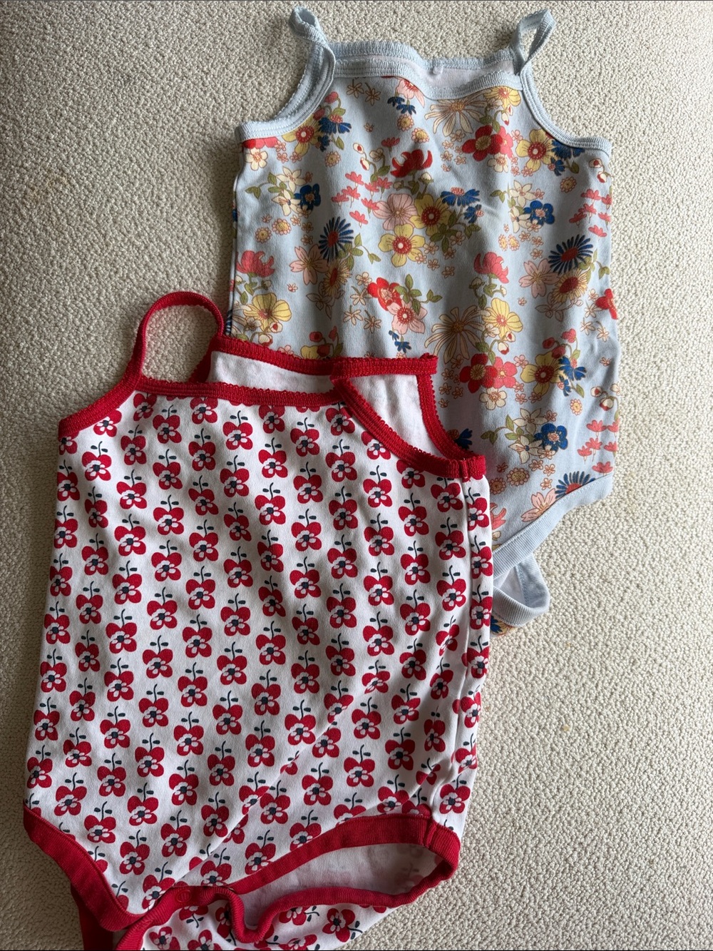 next Girls' Floral & Cherry Tank Bodysuit Set - Red, Light Blue